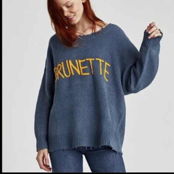 Zara BRUNETTE Spell Out Frayed Raw Oversized Slouchy Sweater BLOGGER FAVORITE M - Picture 4 of 12